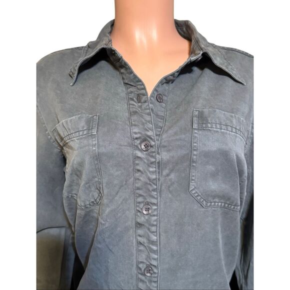 Pulp Women’s long sleeve tencel button-down gray shirt top M - Picture 5 of 6